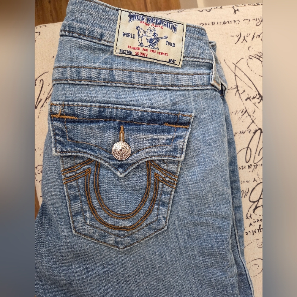 True Religion Light Blue Distressed Denim Jeans